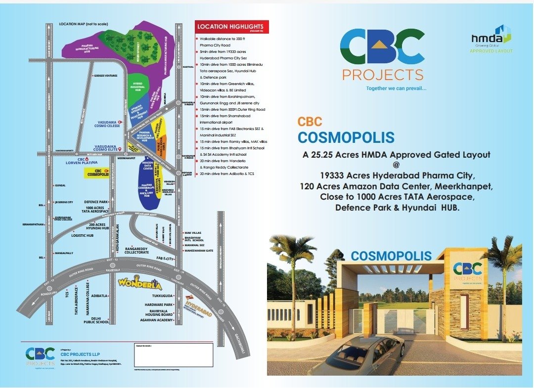 HMDA approved open plots for sale in Kandukur near srisialam highway