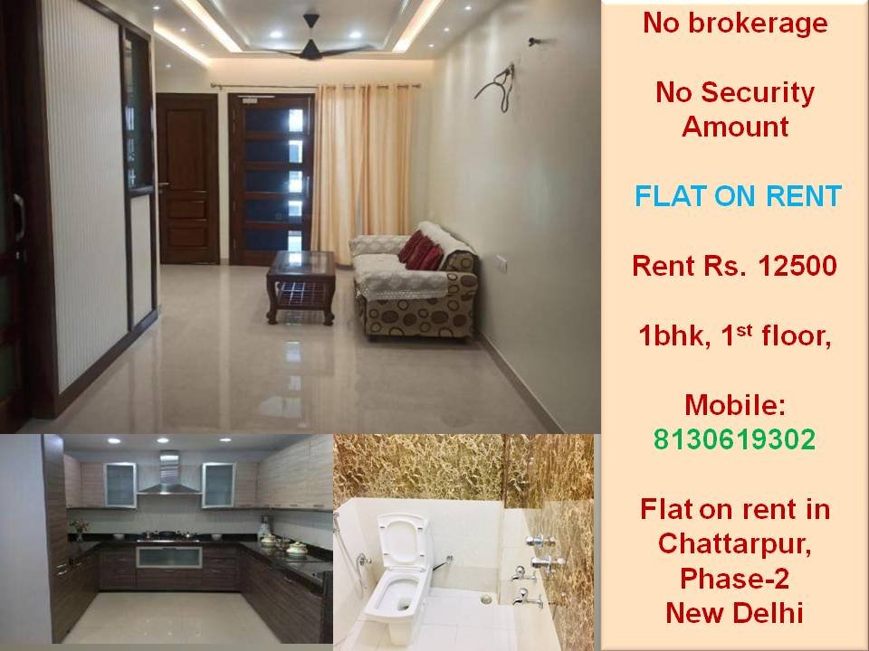 owner flat for rent in chhatarpur new delhi near to metro station