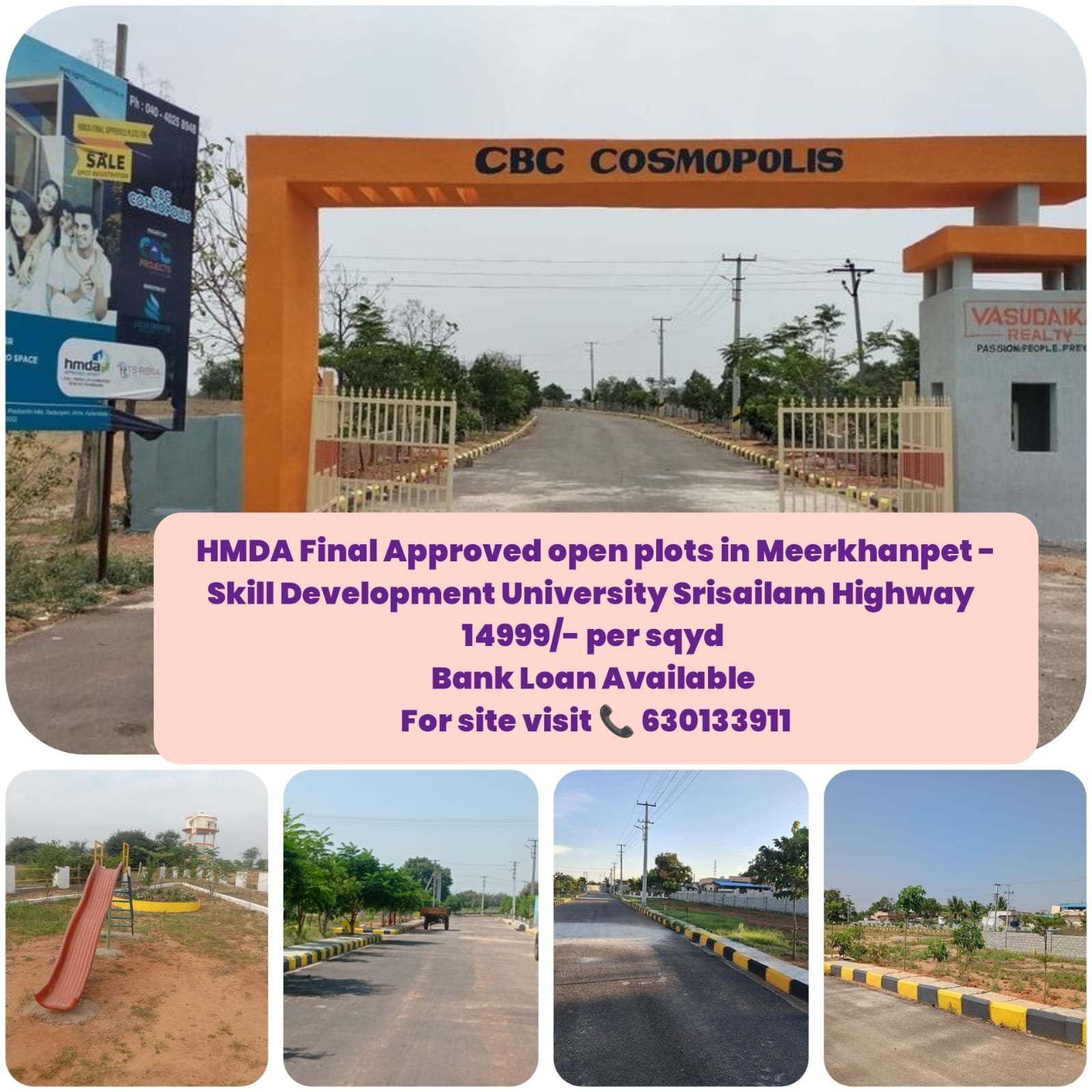 HMDA approved open plots for sale in Kandukur near srisialam highway